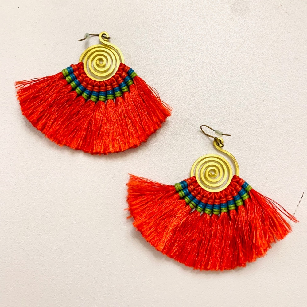 multi color fringe earrings